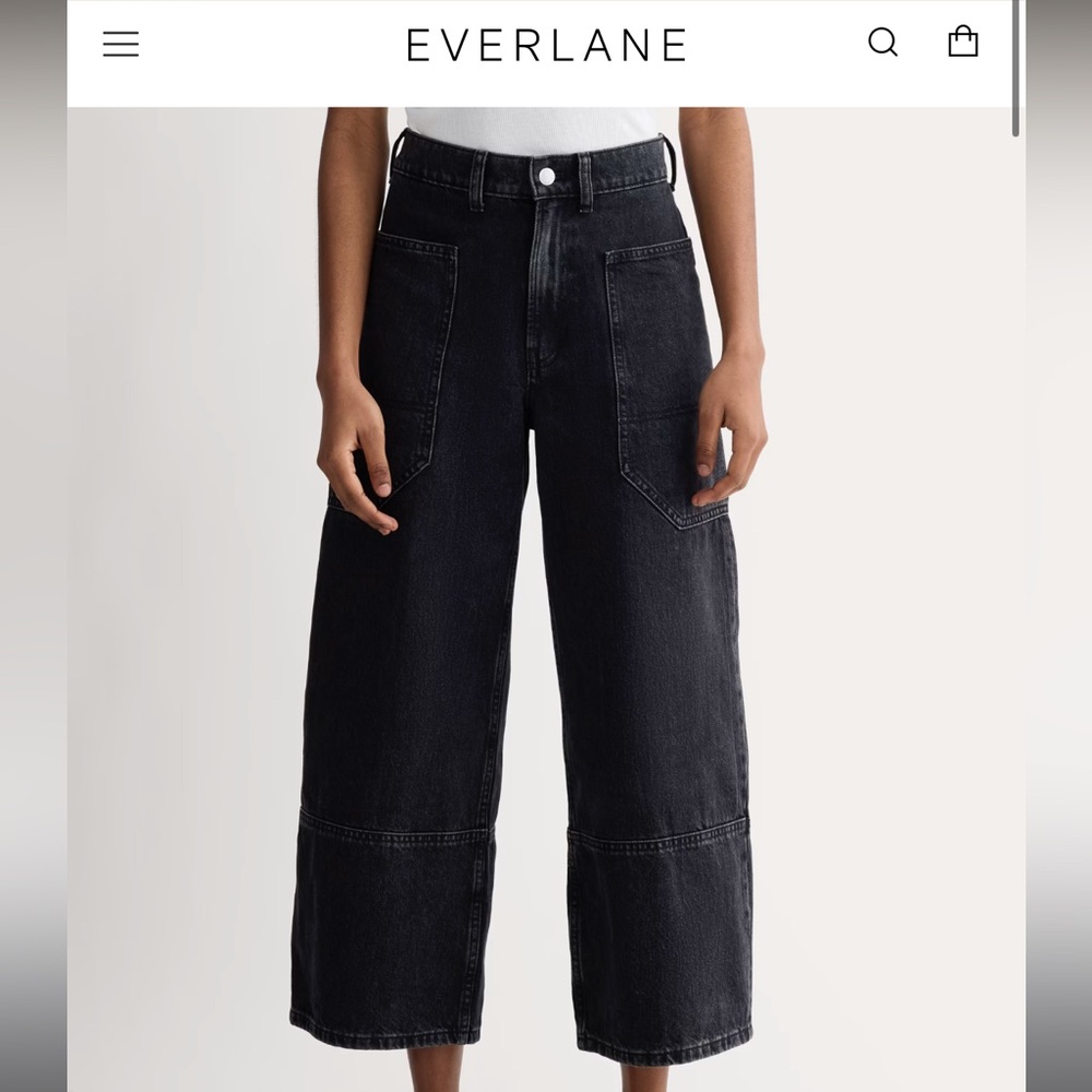 Everlane The Way-High Gardener Jean Cropped in Washed Black